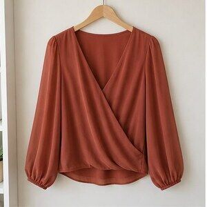 Rust Ruffle Blouse